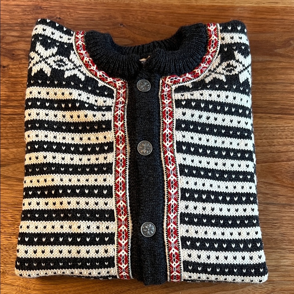 Dale of Norway Black and White Cardigan Sweater men’s XL wool